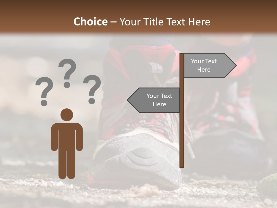 A Person's Feet In Hiking Shoes On The Ground PowerPoint Template