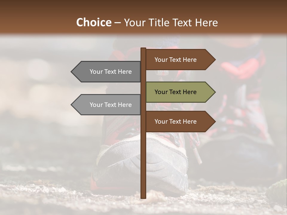 A Person's Feet In Hiking Shoes On The Ground PowerPoint Template