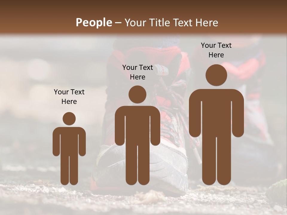 A Person's Feet In Hiking Shoes On The Ground PowerPoint Template