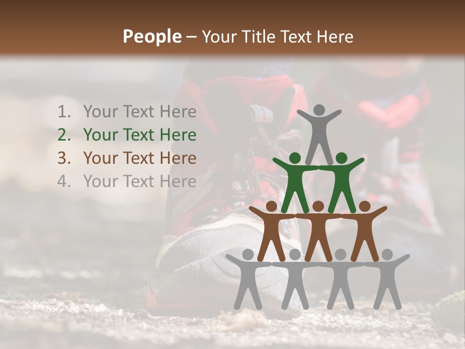 A Person's Feet In Hiking Shoes On The Ground PowerPoint Template