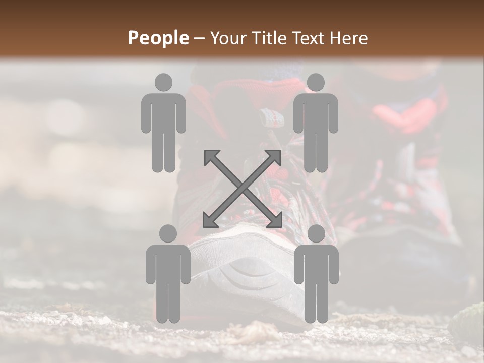 A Person's Feet In Hiking Shoes On The Ground PowerPoint Template