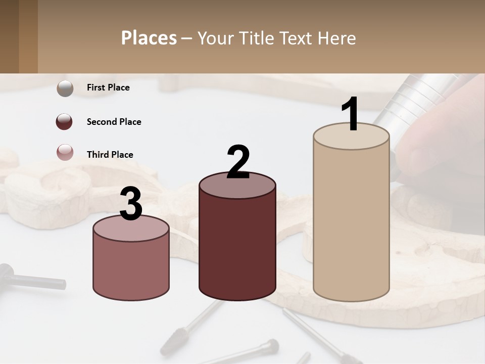 A Person Is Carving A Piece Of Wood With A Drill PowerPoint Template