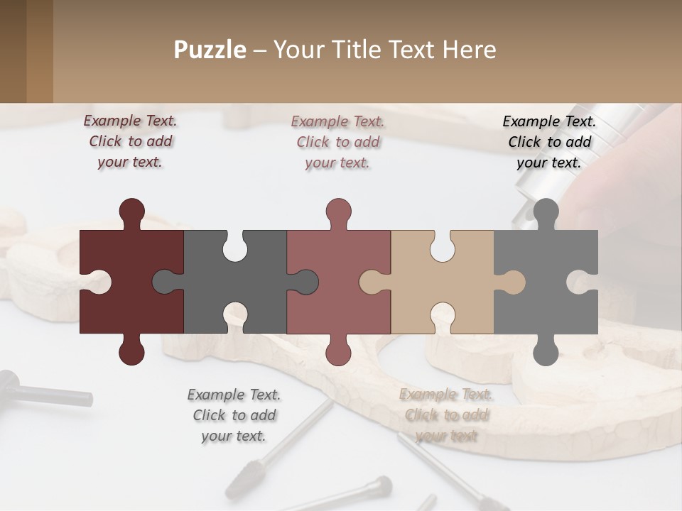 A Person Is Carving A Piece Of Wood With A Drill PowerPoint Template