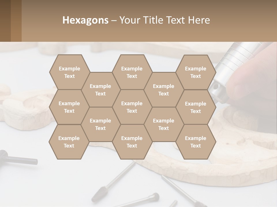 A Person Is Carving A Piece Of Wood With A Drill PowerPoint Template