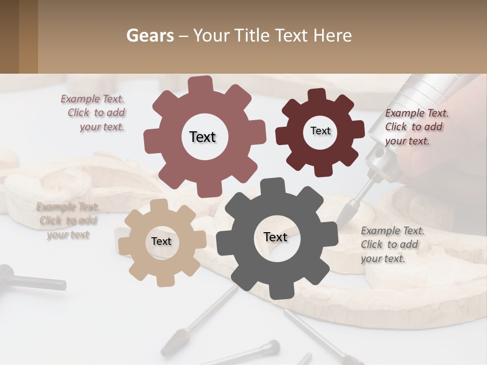 A Person Is Carving A Piece Of Wood With A Drill PowerPoint Template