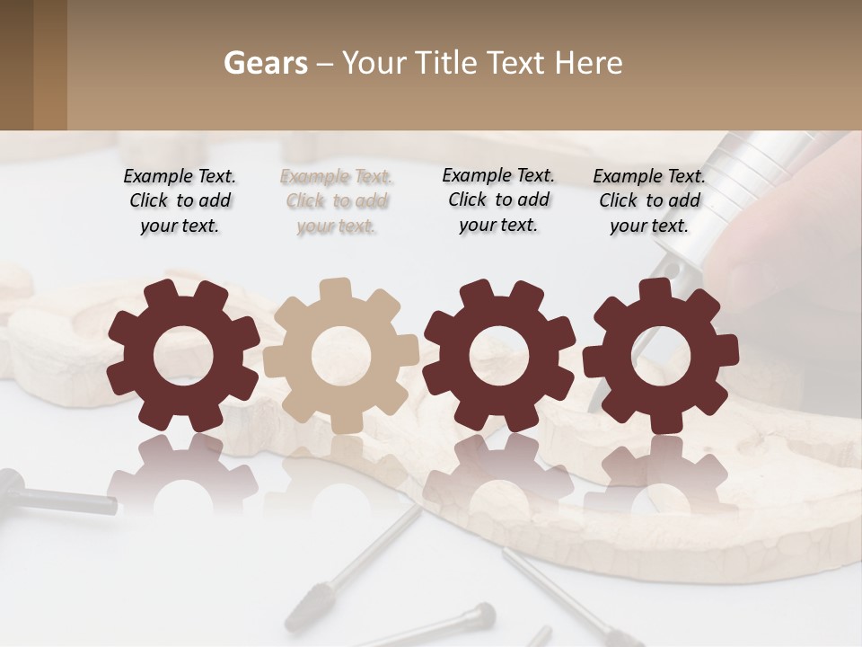 A Person Is Carving A Piece Of Wood With A Drill PowerPoint Template