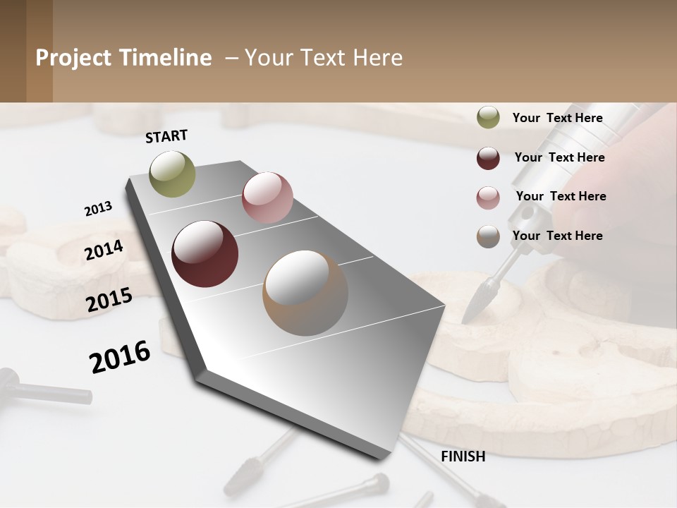 A Person Is Carving A Piece Of Wood With A Drill PowerPoint Template