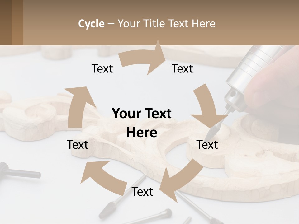 A Person Is Carving A Piece Of Wood With A Drill PowerPoint Template