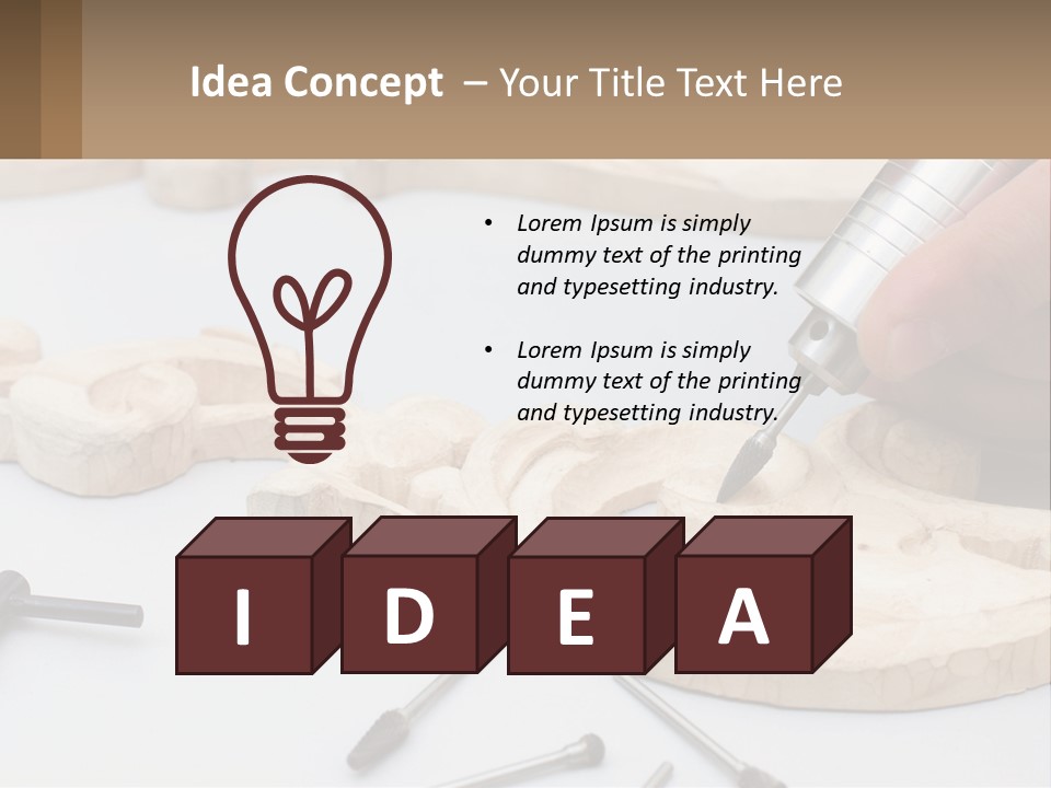 A Person Is Carving A Piece Of Wood With A Drill PowerPoint Template