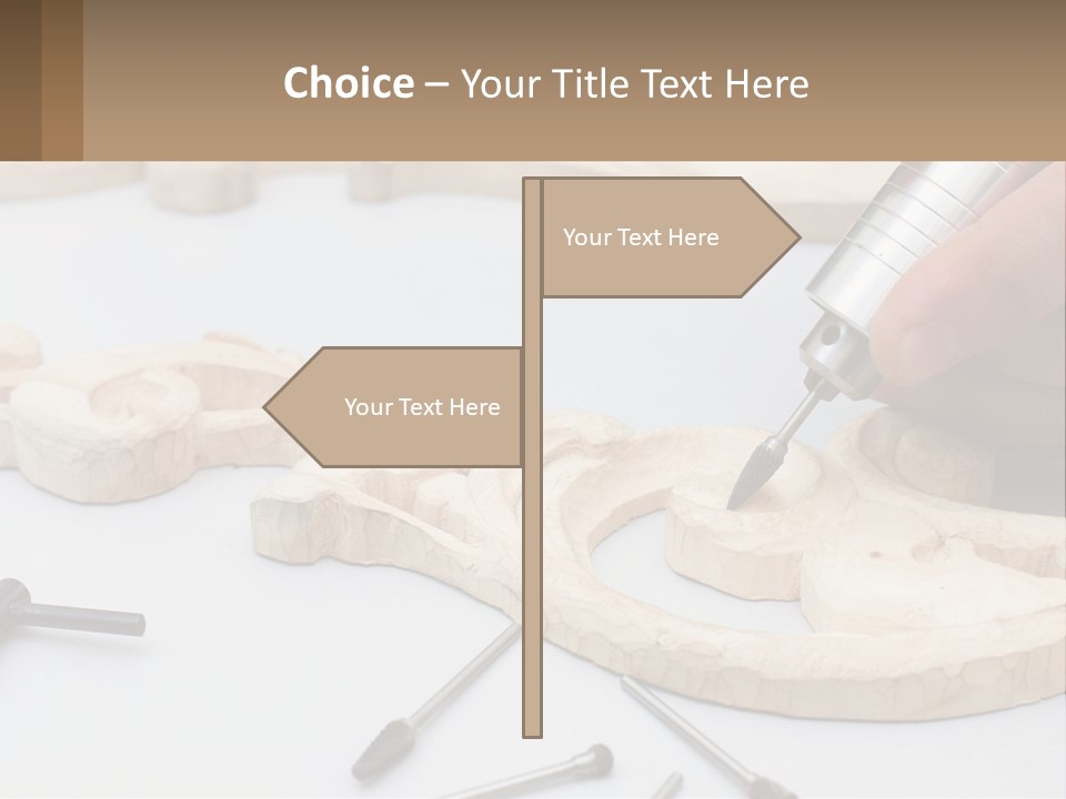 A Person Is Carving A Piece Of Wood With A Drill PowerPoint Template