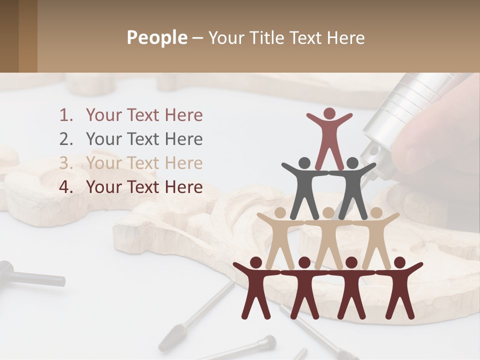 A Person Is Carving A Piece Of Wood With A Drill PowerPoint Template