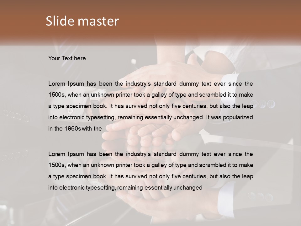 A Group Of Business People Stacking Their Hands Together PowerPoint Template