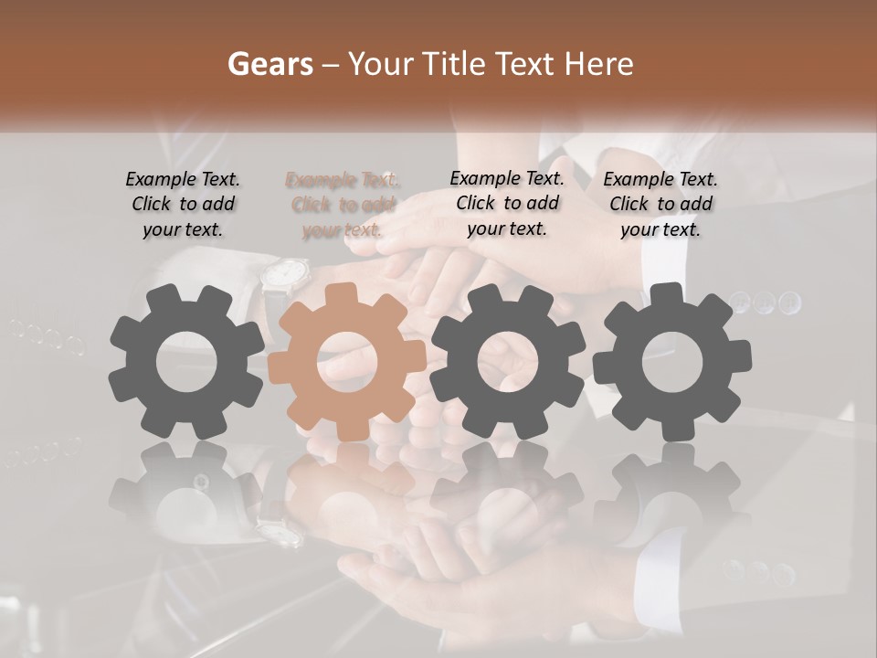 A Group Of Business People Stacking Their Hands Together PowerPoint Template