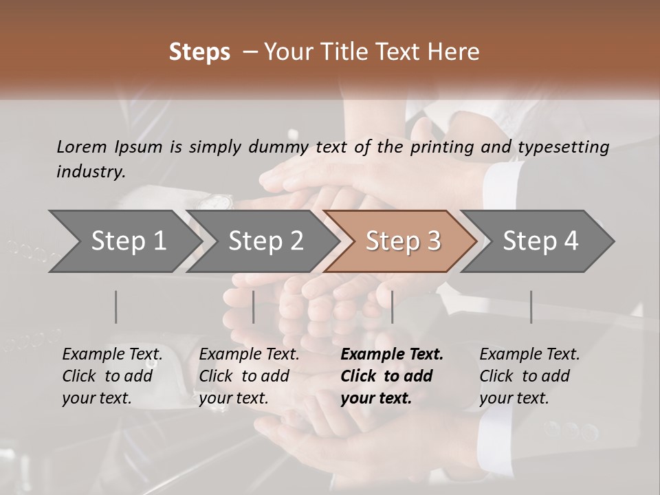 A Group Of Business People Stacking Their Hands Together PowerPoint Template