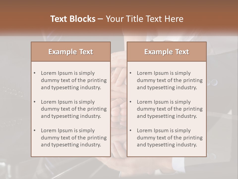 A Group Of Business People Stacking Their Hands Together PowerPoint Template