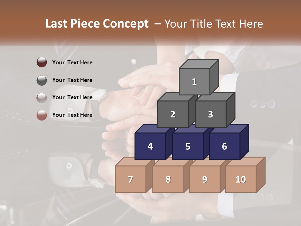 A Group Of Business People Stacking Their Hands Together PowerPoint Template
