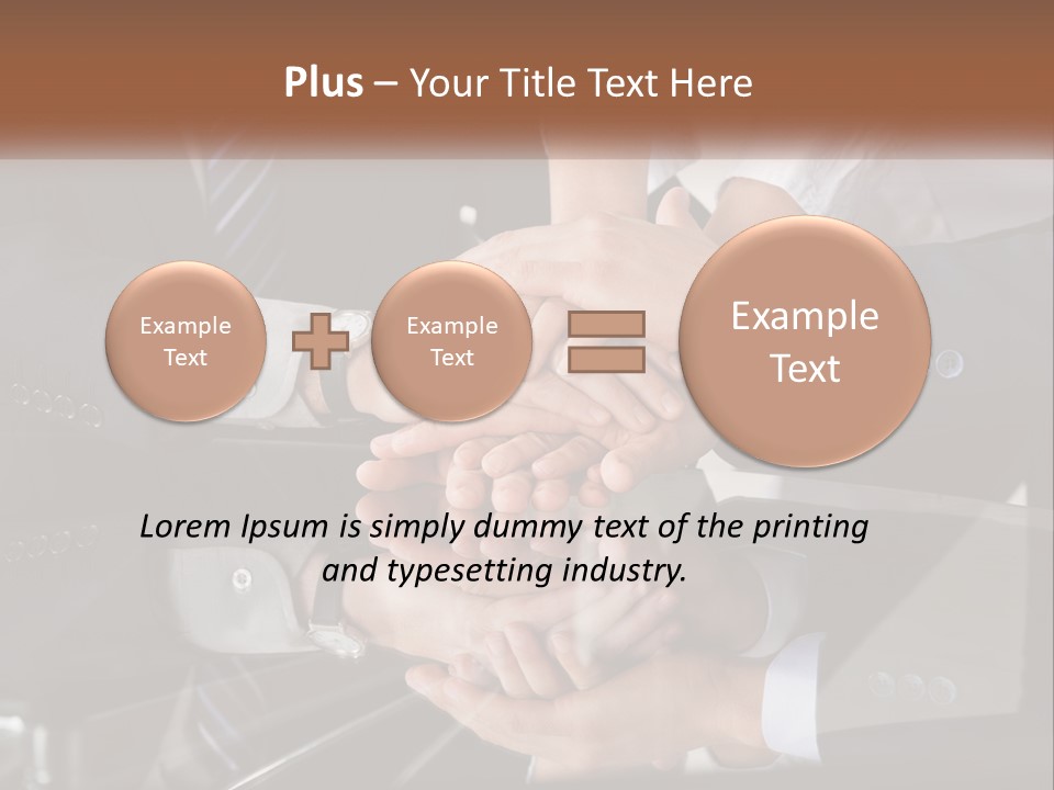A Group Of Business People Stacking Their Hands Together PowerPoint Template