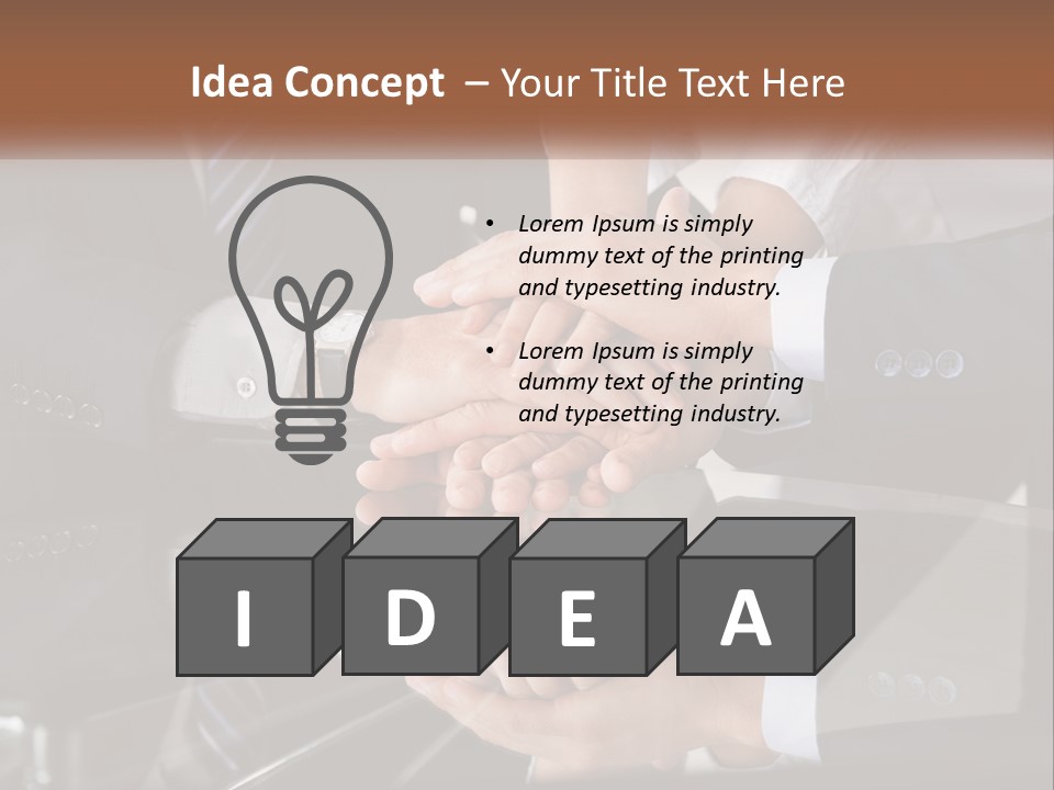 A Group Of Business People Stacking Their Hands Together PowerPoint Template