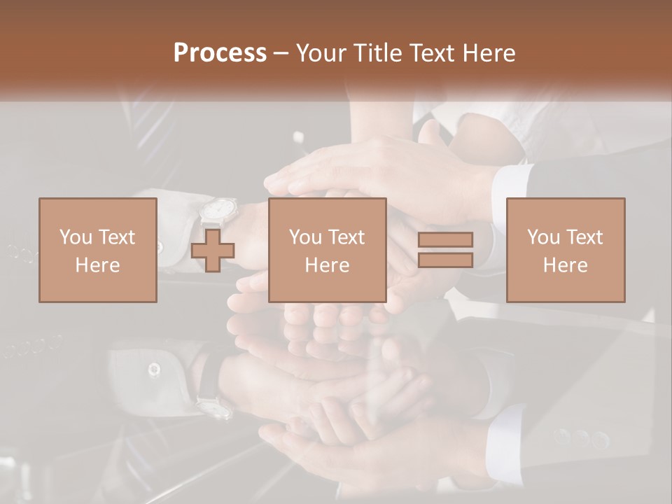 A Group Of Business People Stacking Their Hands Together PowerPoint Template