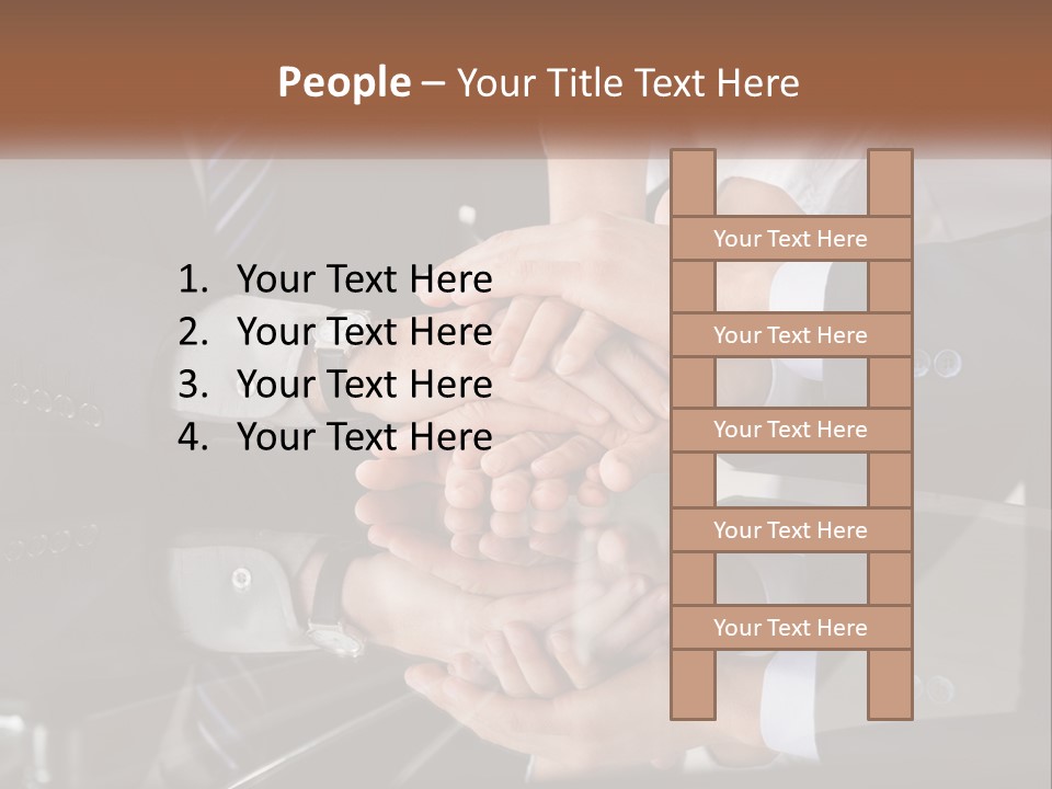 A Group Of Business People Stacking Their Hands Together PowerPoint Template