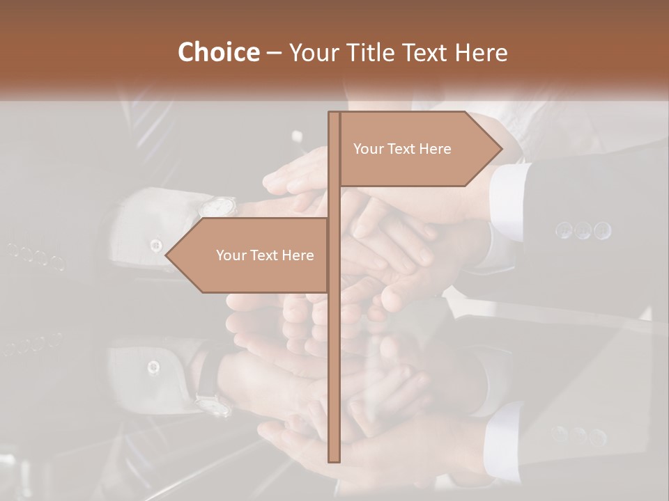 A Group Of Business People Stacking Their Hands Together PowerPoint Template