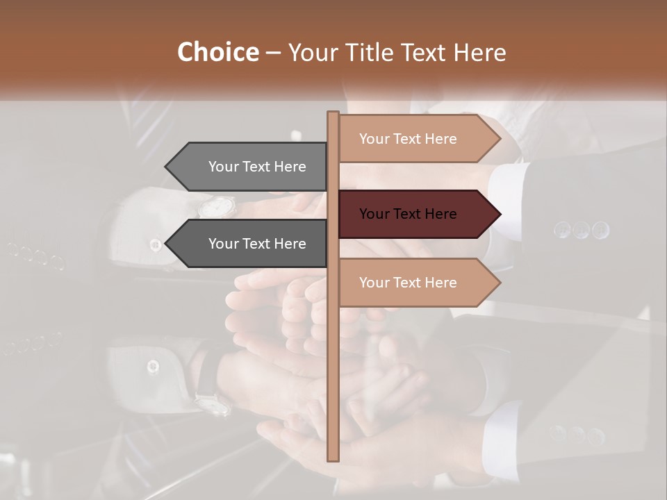 A Group Of Business People Stacking Their Hands Together PowerPoint Template