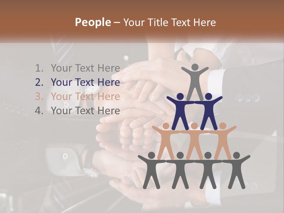 A Group Of Business People Stacking Their Hands Together PowerPoint Template