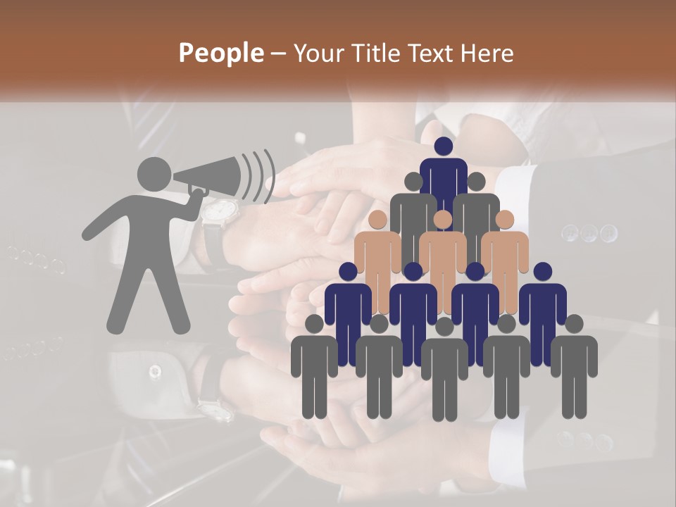 A Group Of Business People Stacking Their Hands Together PowerPoint Template