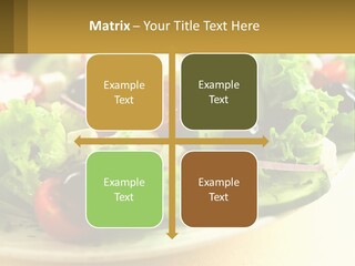 A Salad With Cucumbers And Olives On A Plate PowerPoint Template