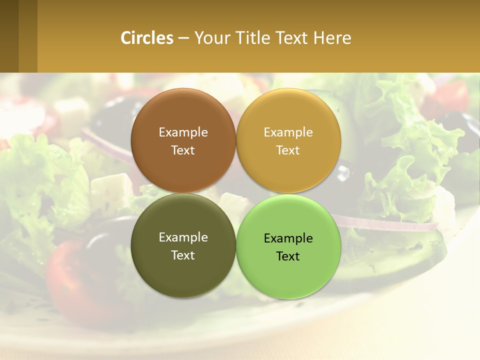 A Salad With Cucumbers And Olives On A Plate PowerPoint Template