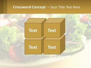 A Salad With Cucumbers And Olives On A Plate PowerPoint Template