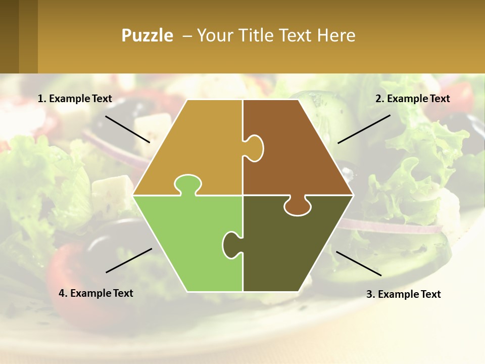 A Salad With Cucumbers And Olives On A Plate PowerPoint Template