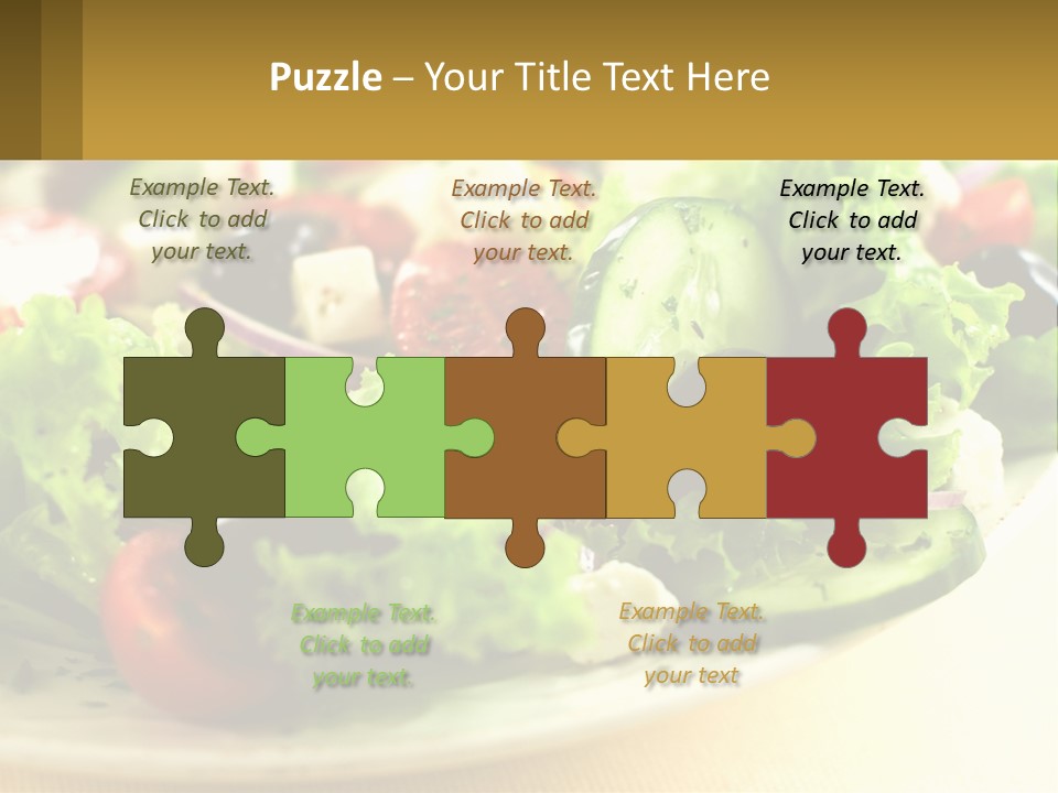 A Salad With Cucumbers And Olives On A Plate PowerPoint Template