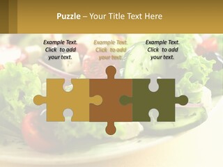 A Salad With Cucumbers And Olives On A Plate PowerPoint Template