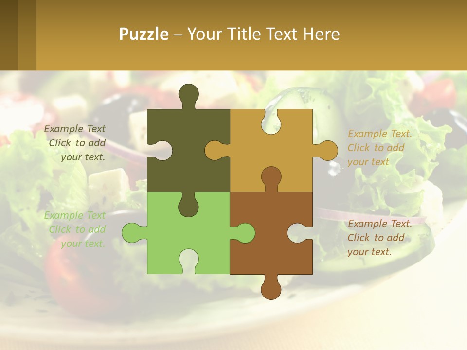 A Salad With Cucumbers And Olives On A Plate PowerPoint Template