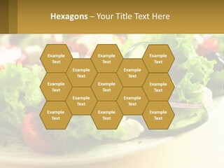 A Salad With Cucumbers And Olives On A Plate PowerPoint Template