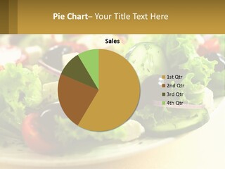A Salad With Cucumbers And Olives On A Plate PowerPoint Template