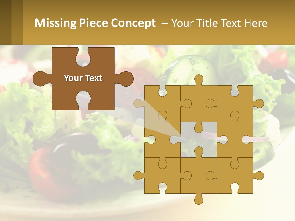 A Salad With Cucumbers And Olives On A Plate PowerPoint Template