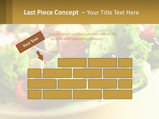 A Salad With Cucumbers And Olives On A Plate PowerPoint Template