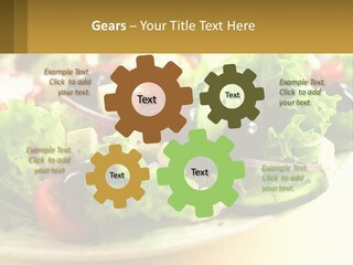 A Salad With Cucumbers And Olives On A Plate PowerPoint Template