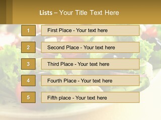 A Salad With Cucumbers And Olives On A Plate PowerPoint Template