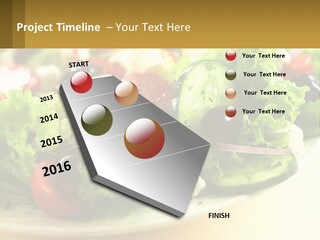 A Salad With Cucumbers And Olives On A Plate PowerPoint Template