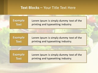 A Salad With Cucumbers And Olives On A Plate PowerPoint Template