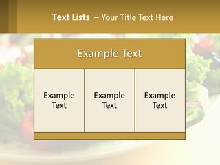 A Salad With Cucumbers And Olives On A Plate PowerPoint Template