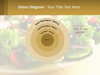 A Salad With Cucumbers And Olives On A Plate PowerPoint Template