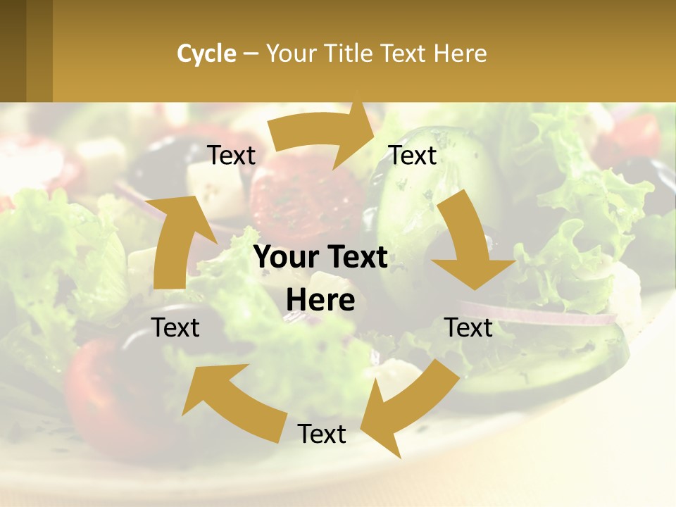 A Salad With Cucumbers And Olives On A Plate PowerPoint Template