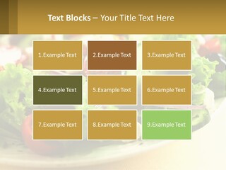 A Salad With Cucumbers And Olives On A Plate PowerPoint Template