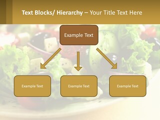 A Salad With Cucumbers And Olives On A Plate PowerPoint Template