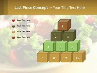 A Salad With Cucumbers And Olives On A Plate PowerPoint Template