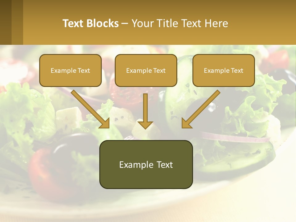 A Salad With Cucumbers And Olives On A Plate PowerPoint Template